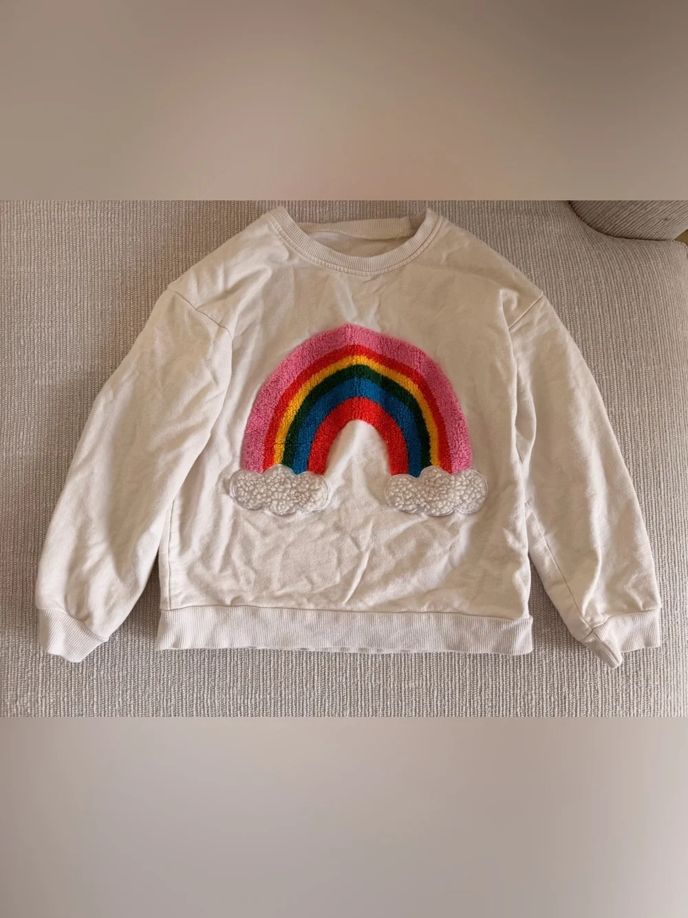 Kids Cream Sweatshirt with Rainbow Patch 6